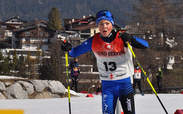 Orlando Cathry beim Einlauf in den Schiesstand in Seefeld (Bild Flavia Cathry) Orlando Cathry beim Einlauf in den Schiesstand in Seefeld (Bild Flavia Cathry)